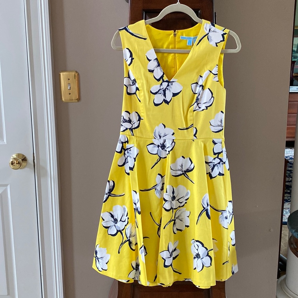 Draper James Yellow Floral Fit-and-Flare Dress